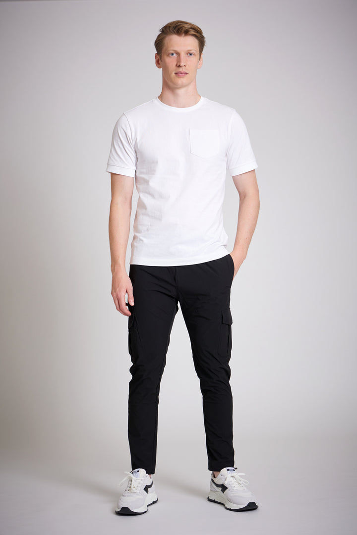 Men Black Slim Fit Utility Cargo Pants