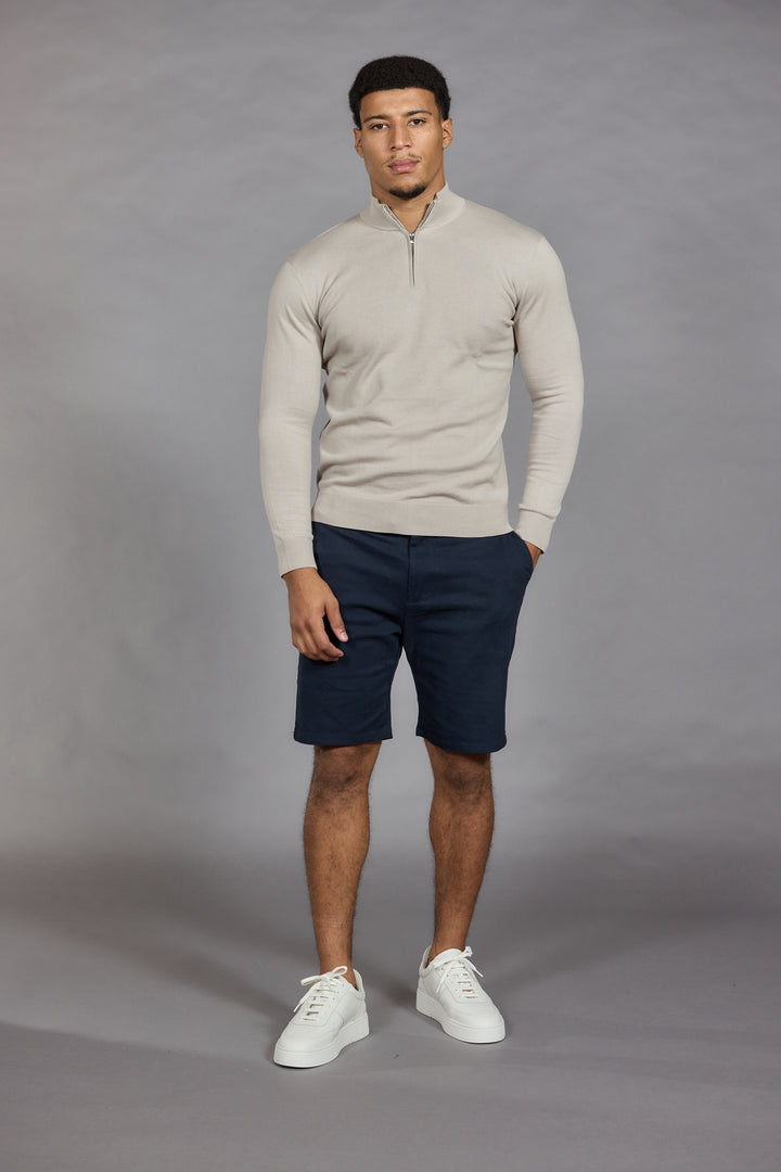 Men Navy Tailored Fit Stretch Chino Shorts