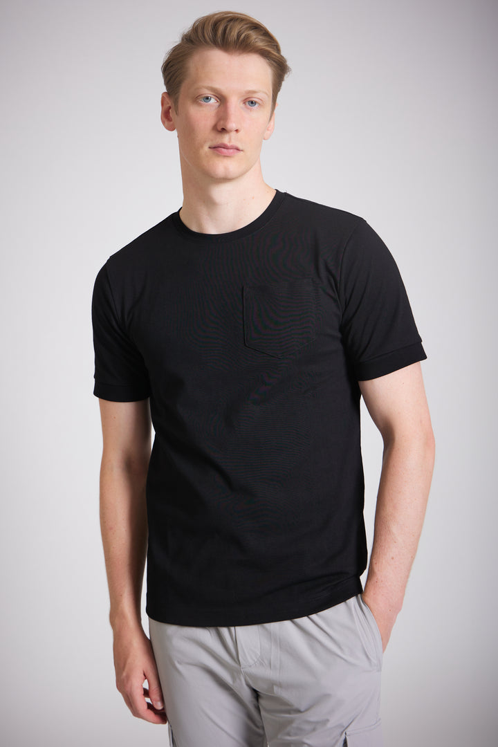 Men Black Regular Fit Pure Cotton T-Shirt