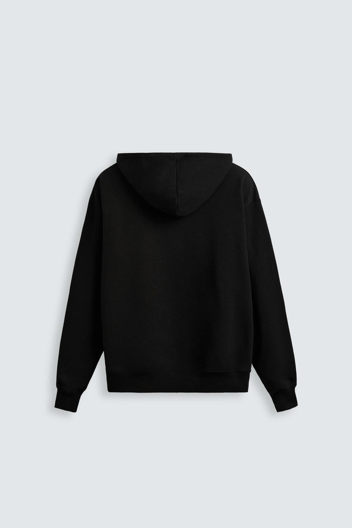 Men Black Essential Relaxed Fit Hoodie - Everyday Wear