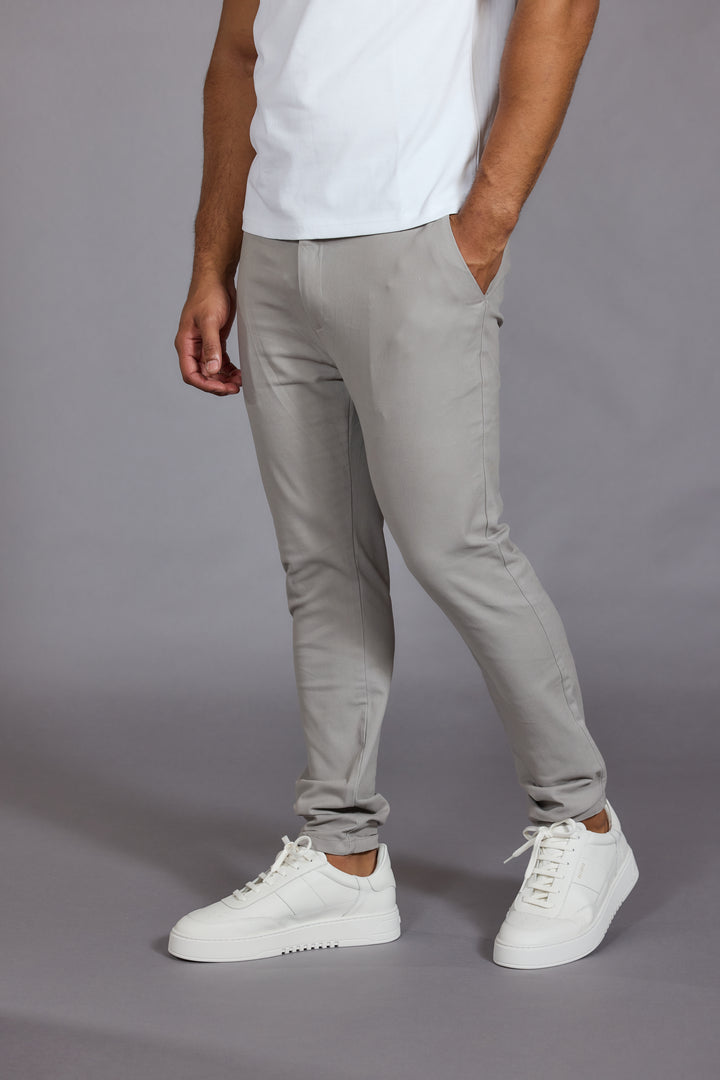 Men Stone Tailored Fit Stretch Chino Trousers