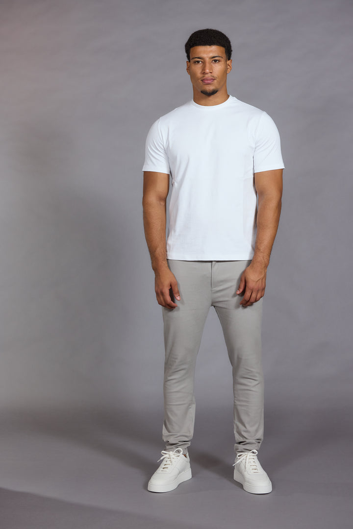 Men Stone Tailored Fit Stretch Chino Trousers