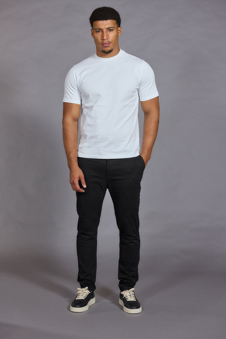 Men Black Tailored Fit Stretch Chino Trousers