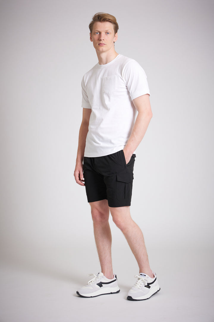 Men Black Slim Fit Cargo Shorts