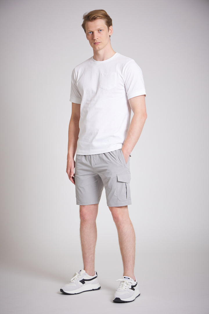 Men Mid Grey Slim Fit Cargo Shorts