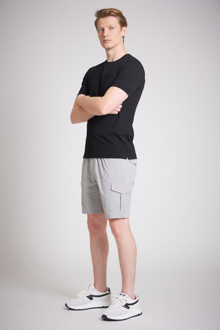 Men Mid Grey Slim Fit Cargo Shorts