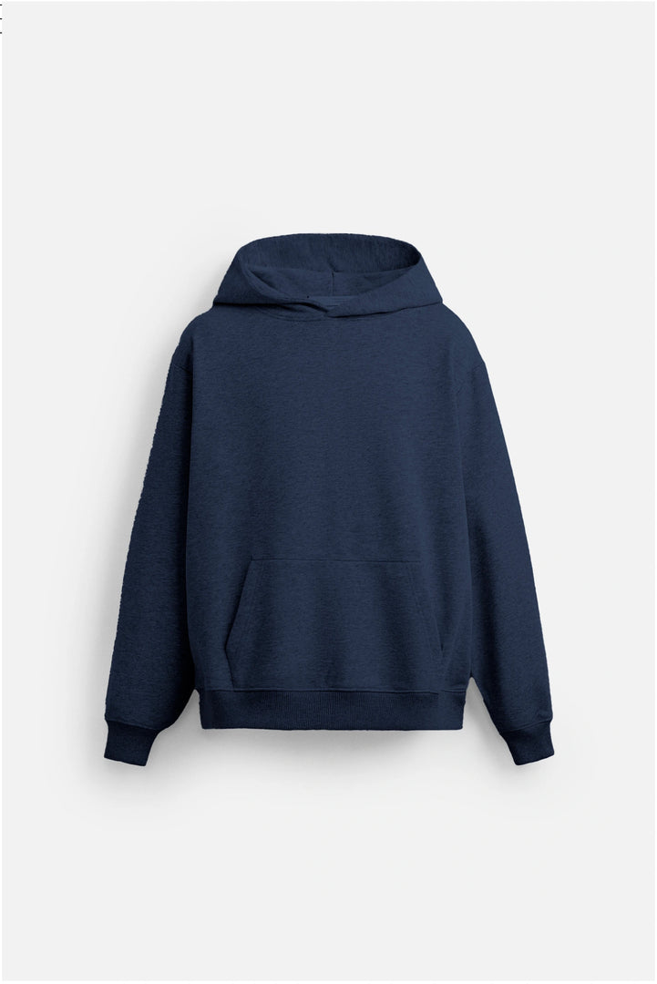 Navy blue hoodie on a light gray background
