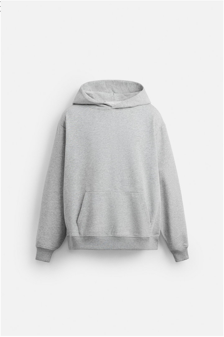 Men Marl Grey Essential Relaxed Fit Hoodie - Everyday Wear