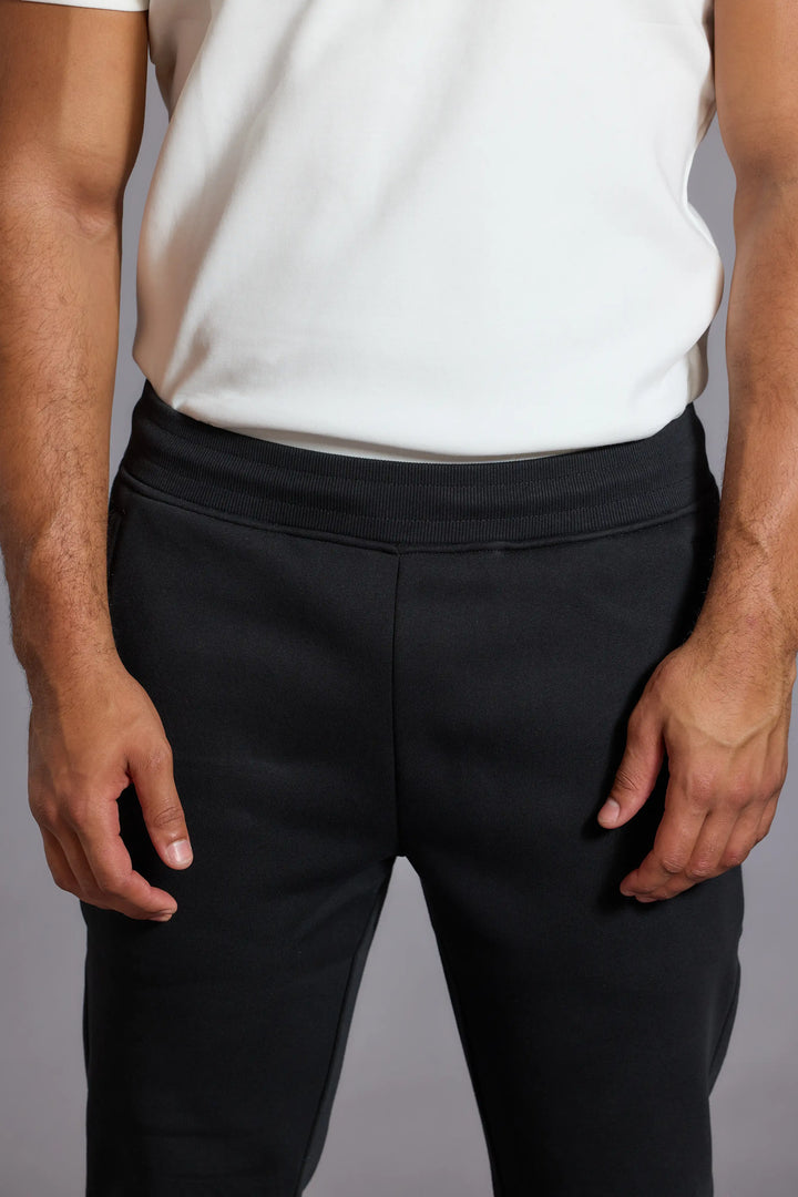 Black joggers relaxed fit sweatpants front view
