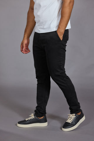 Men Black Tailored Fit Stretch Chino Trousers