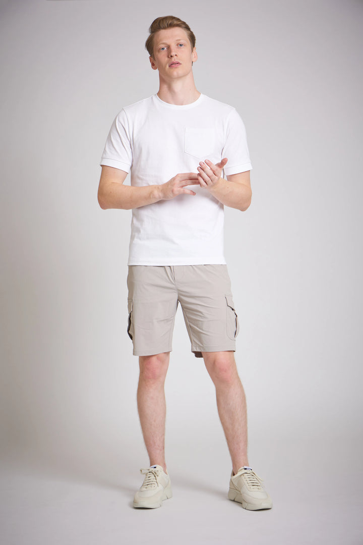 Cargo shorts men stone slim fit above knee length
