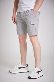 Men Mid Grey Slim Fit Cargo Shorts