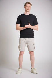 Mens cargo shorts stone slim fit double pocket front
