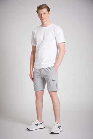 Men Mid Grey Slim Fit Cargo Shorts
