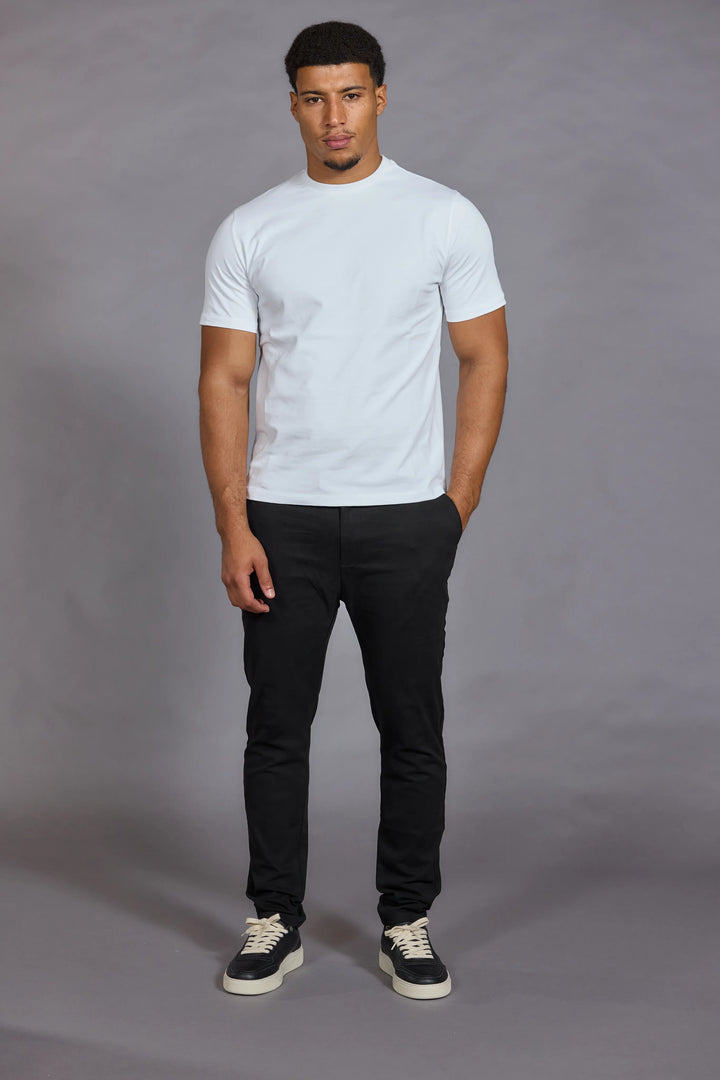 Black chinos trousers for men with clean slim silhouette
