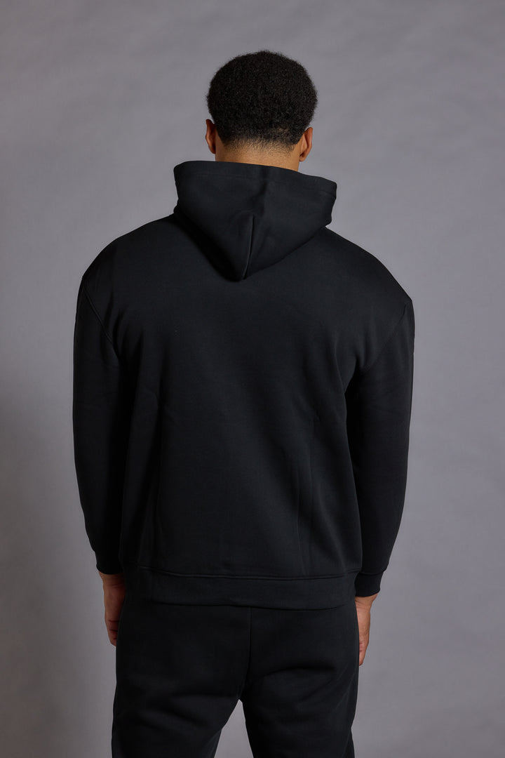 Black colour hoodie men cotton jersey kanga pocket
