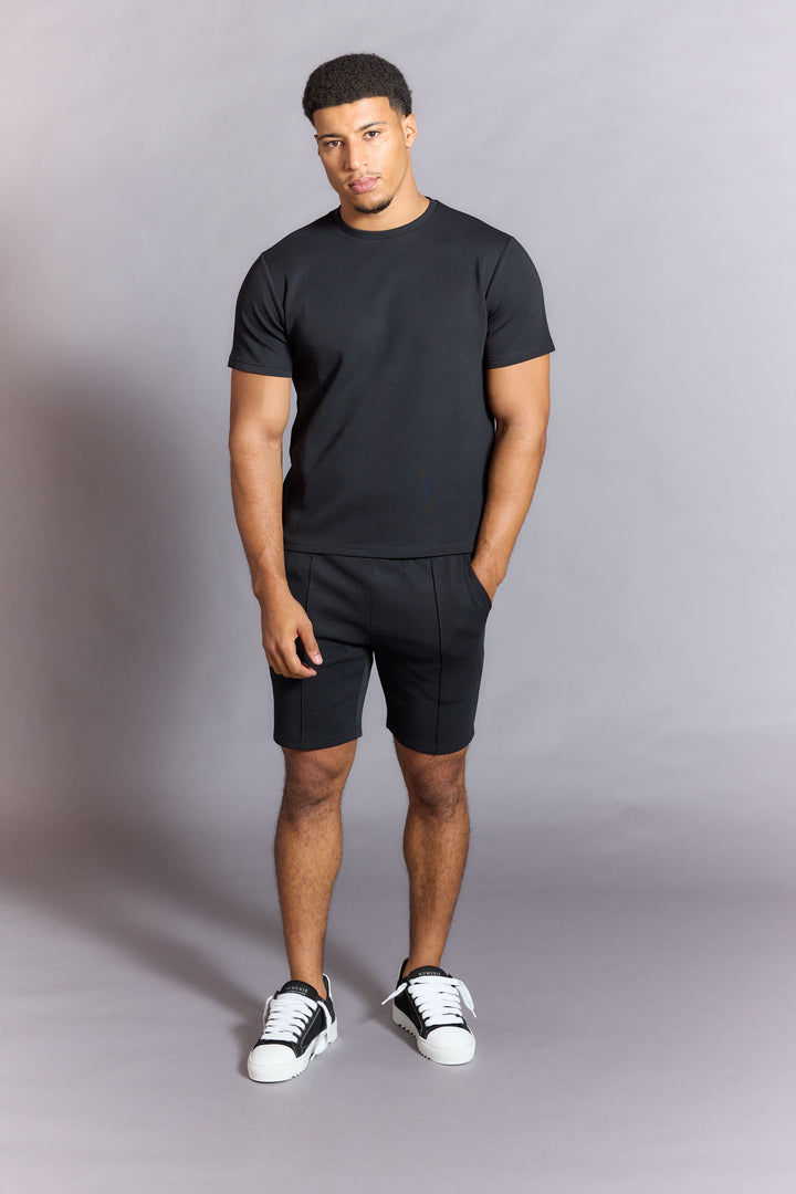 Everyday Luxe Shorts men’s black shorts, front view
