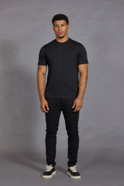 Black t shirt slim fit tee shirts for men cotton jersey
