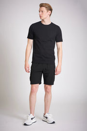 Cargo shorts black men slim fit above knee UK
