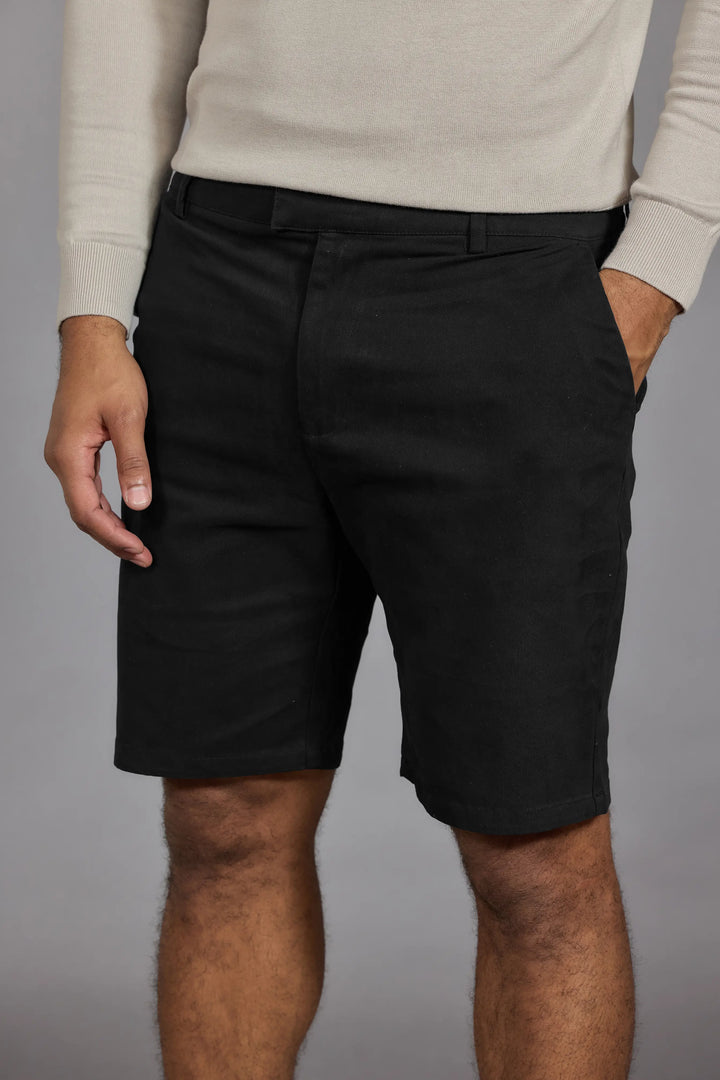 Smart casual menswear black chino shorts
