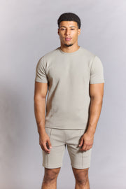 Everyday Luxe Shorts in stone with drawstring waistband
