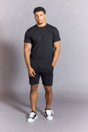 Plain black crew neck t-shirt men’s slim fit jersey