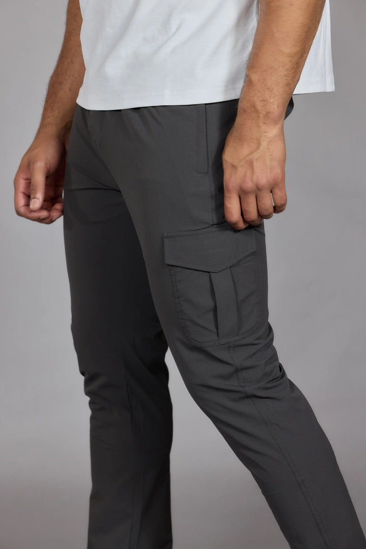 Utility cargo trousers men slim tapered leg
