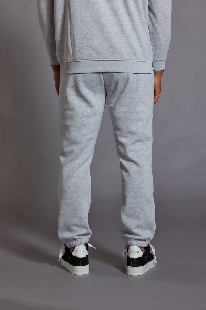 Grey joggers men cotton jersey ribbed cuffs detail
