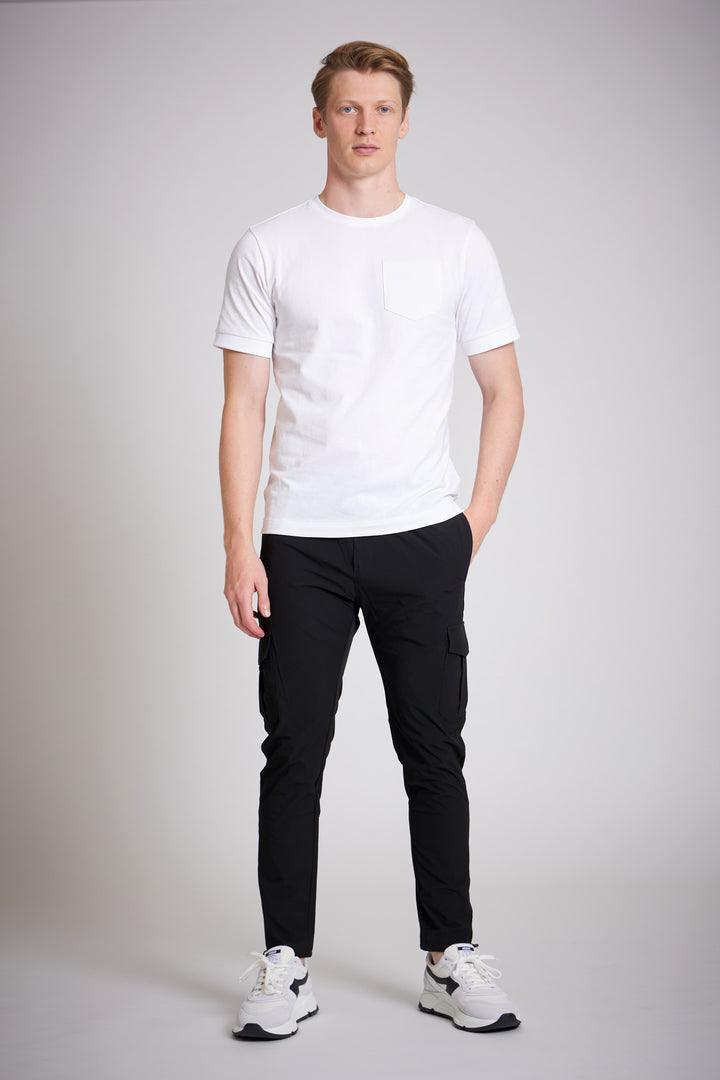 Men’s black cargo pants slim fit black utility cargo trousers
