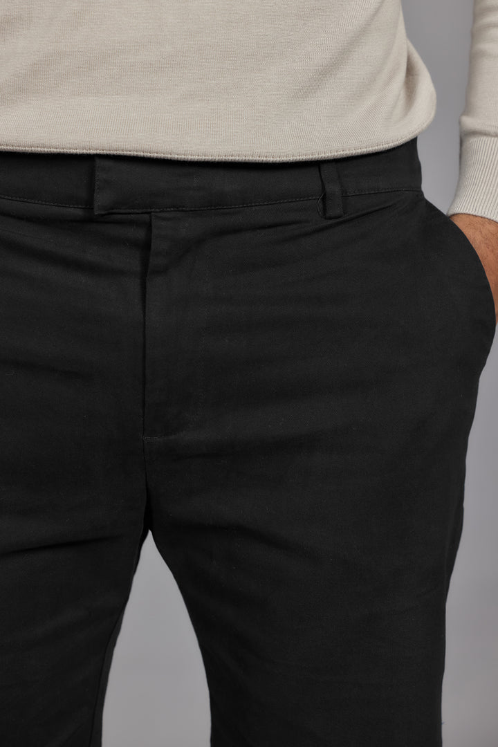 Black tailored shorts for men chino style front view