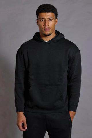 Men's Black Essential Relaxed Fit Cotton Hoodie