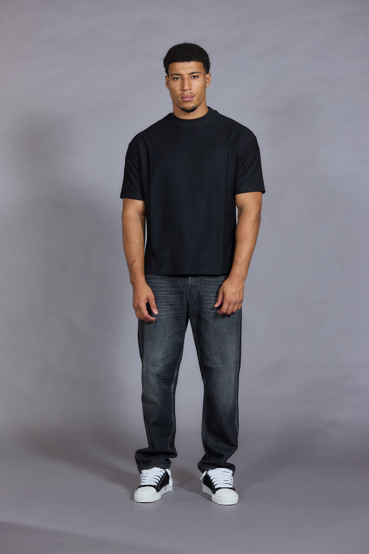 Men's black relaxed fit t shirt crew neck everyday essential