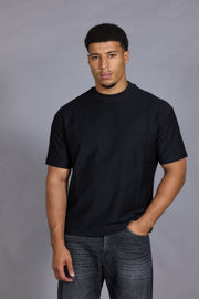 Men’s black relaxed fit cotton t-shirt crew neck breathable comfort