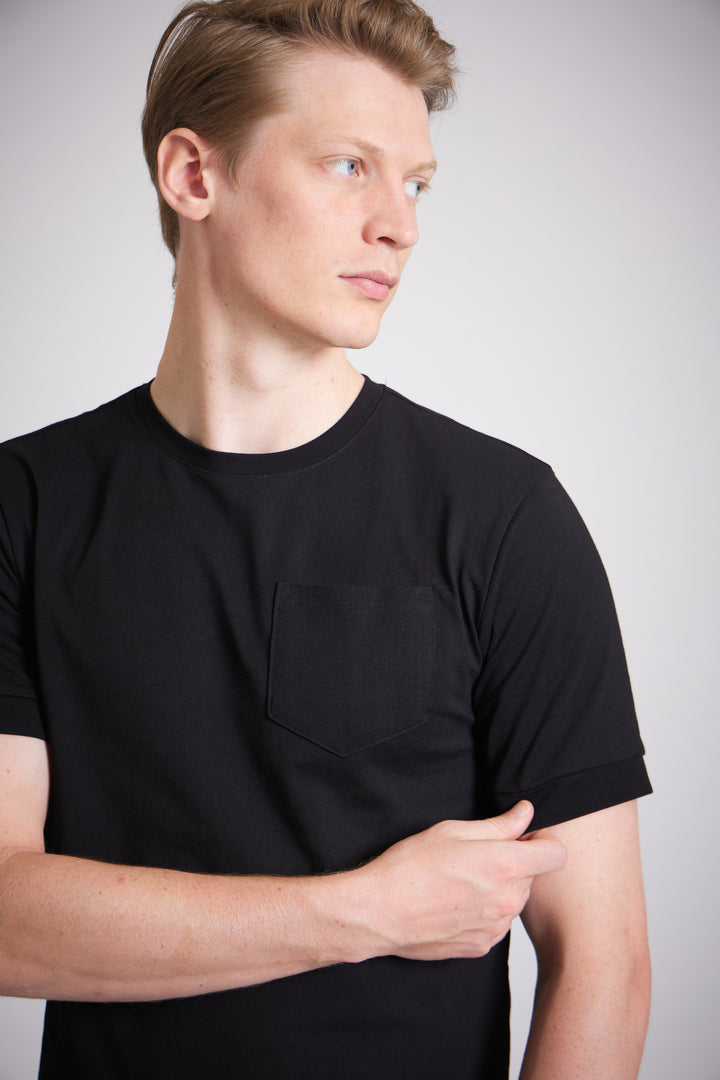 Plain black t shirt men pure cotton breathable short sleeve