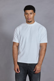 Men essential relaxed fit cotton t shirt white crew neck
