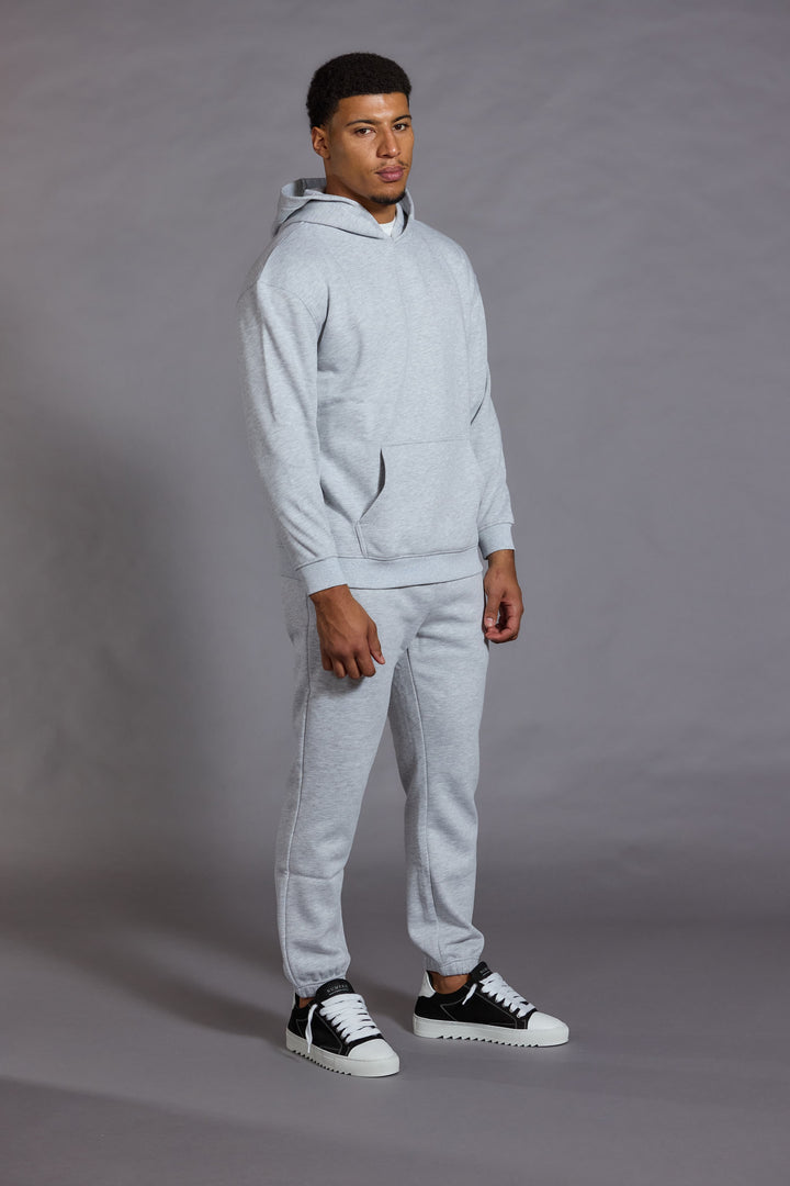 Mens grey joggers marl relaxed fit side view UK
