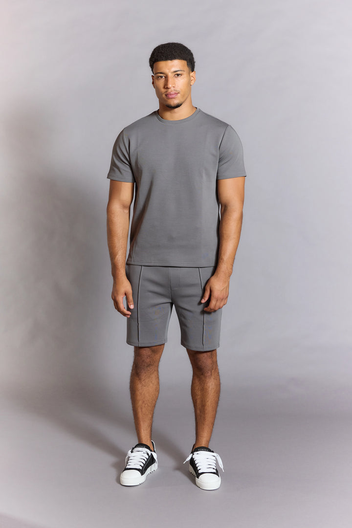 Everyday Luxe Shorts in grey with drawstring waistband  