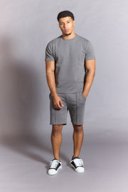 Mens grey t shirt with clean modern fit, front view

