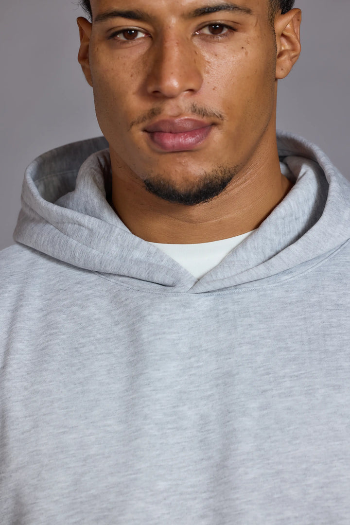 Men's relaxed fit hoodie marl grey breathable everyday wear

