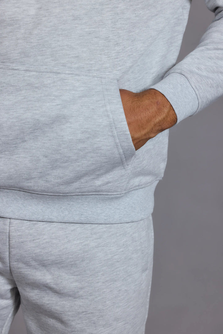 Lightweight cotton jersey hoodie men marl grey relaxed fit
