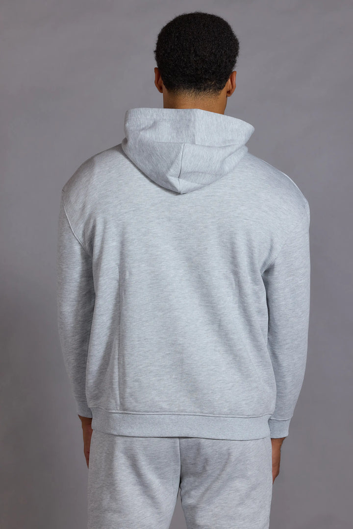 Marl grey hoodie men relaxed fit hoodie men UK front view
