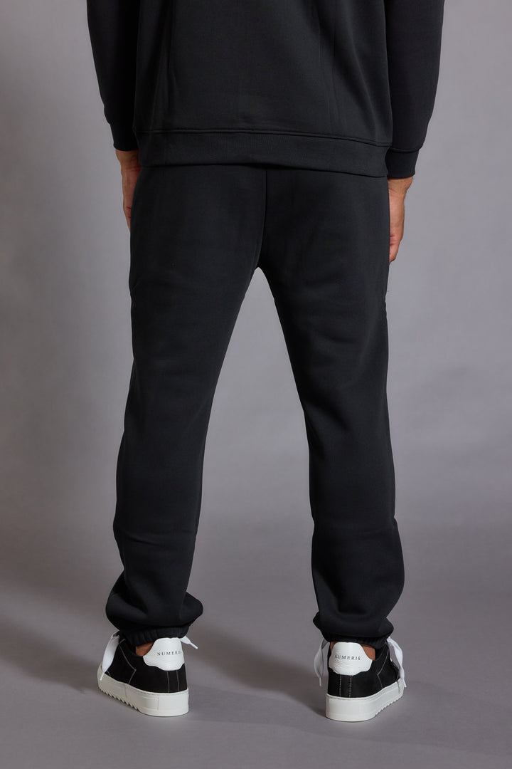 Mens relaxed joggers black jersey sweatpants front view