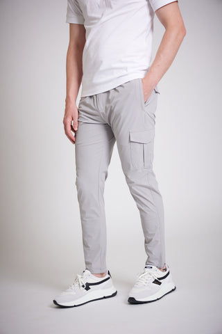 Men's Slim Fit Cargo Trousers — Light Grey Utility Trousers