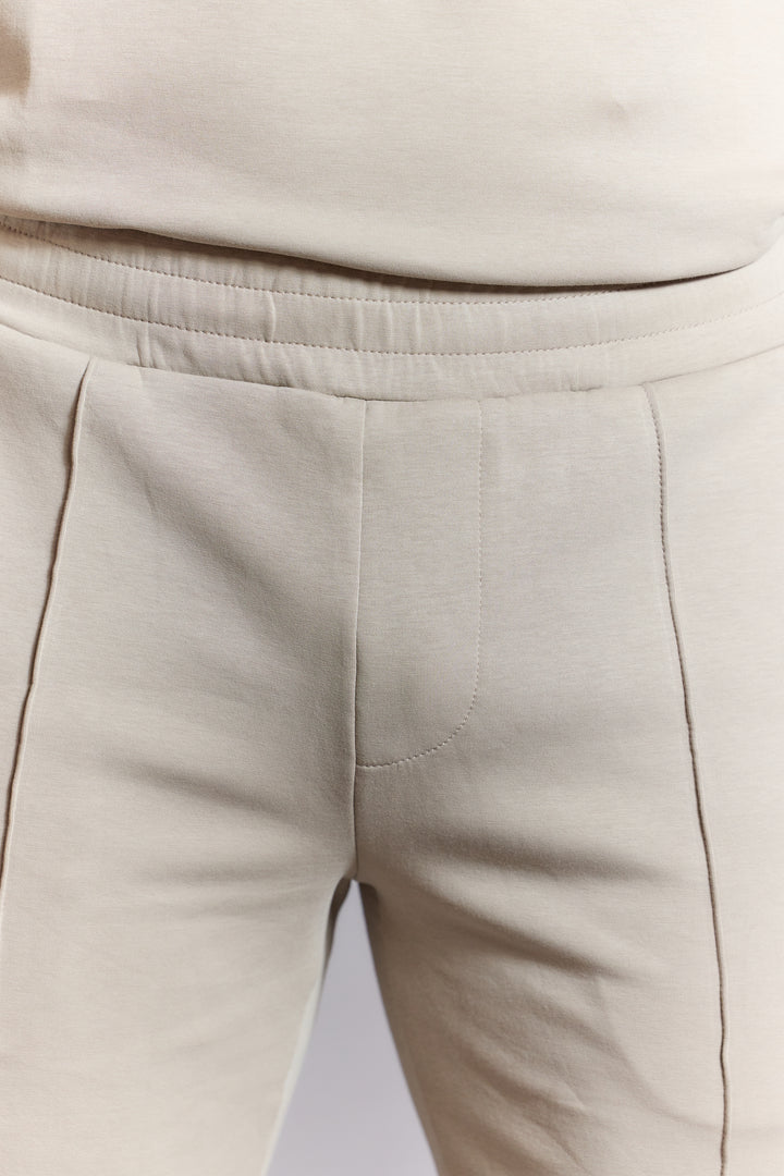 Men’s stone slim fit drawstring shorts front view