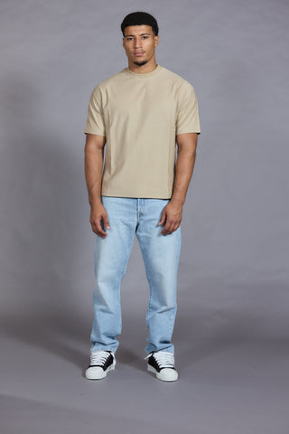 Men Essential Relaxed Fit Cotton T-Shirt – Stone Crew Neck Tee