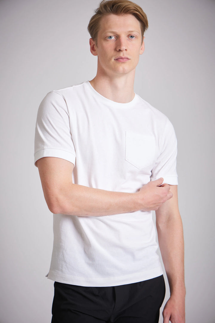 Men's white t shirt relaxed fit t shirt clean everyday style
