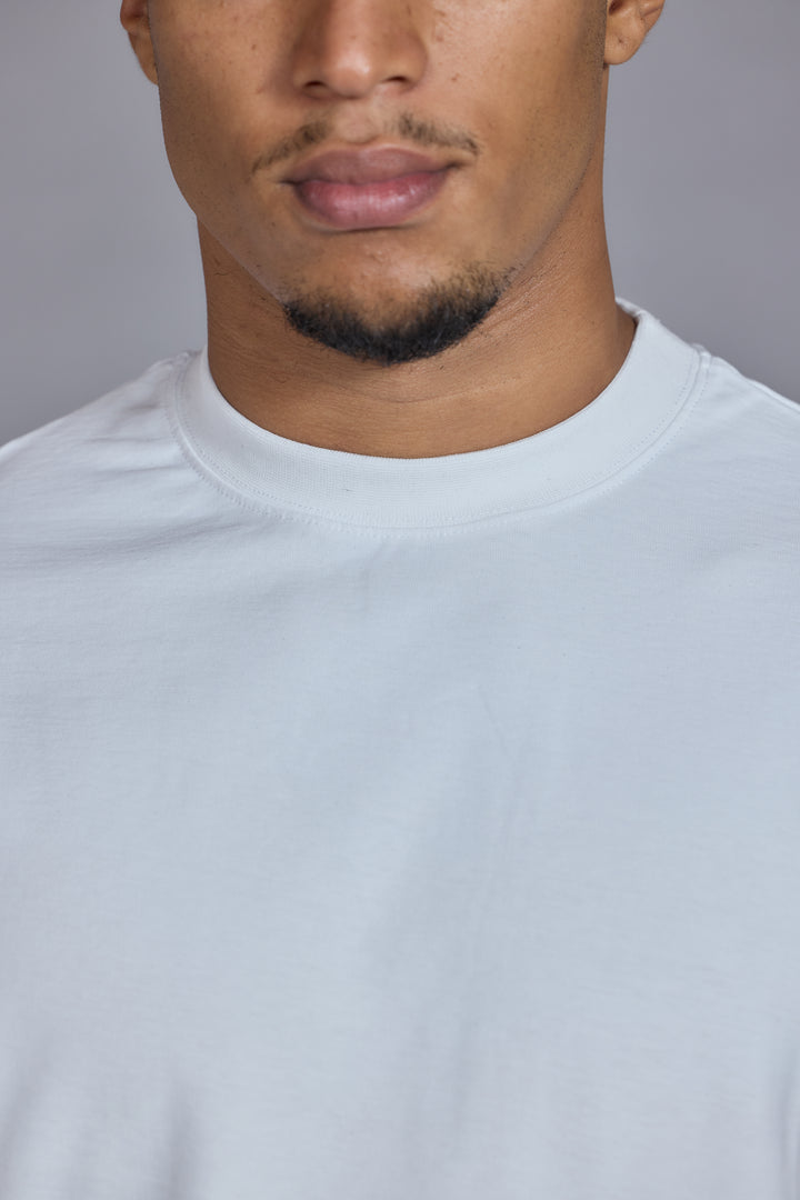Essential relaxed fit cotton t shirt white crew neck front view