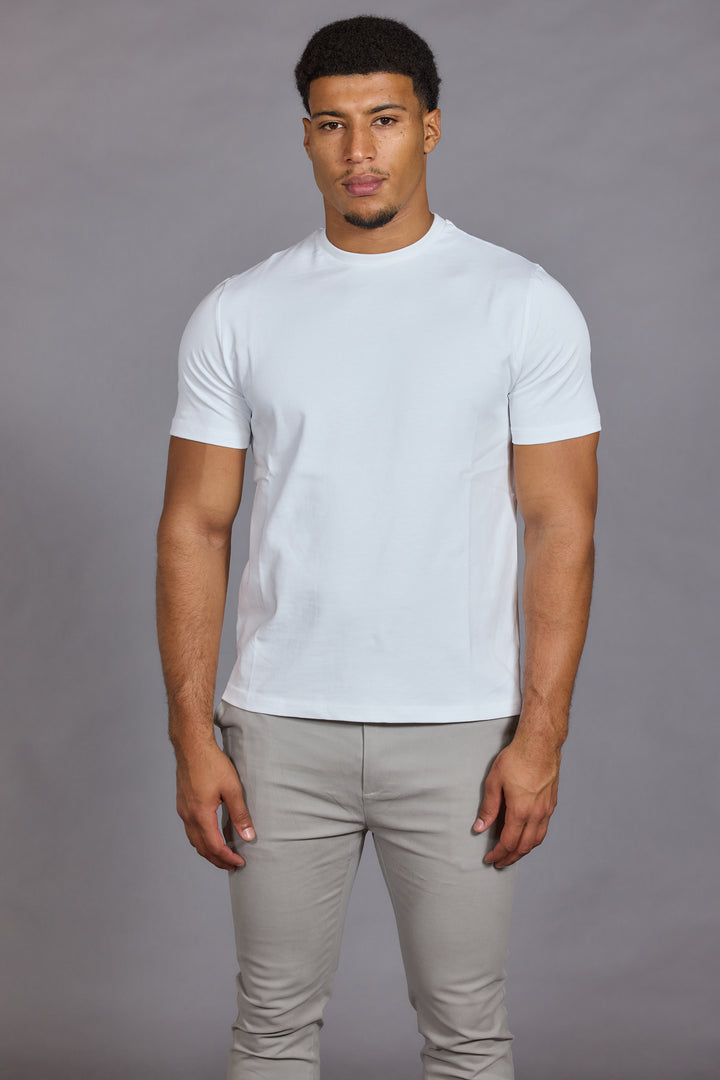 Men’s white slim fit cotton t shirt breathable everyday essential