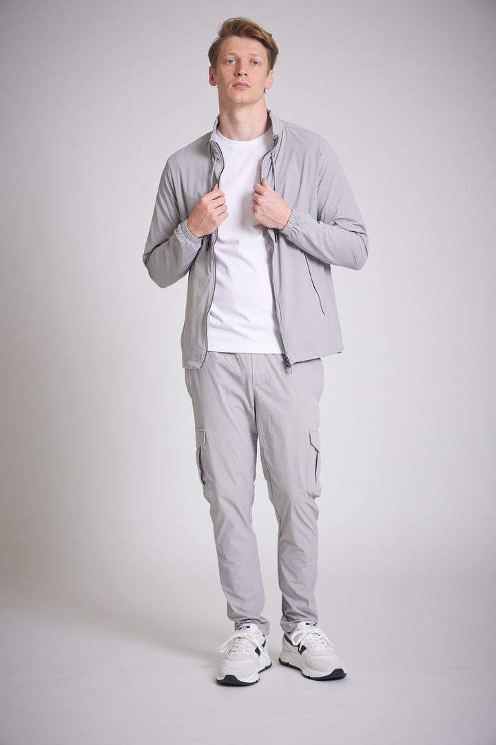 Lightweight jacket men grey elasticated cuff detail
