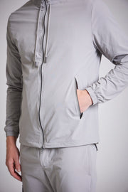 Lightweight jacket men grey elasticated cuff detail
